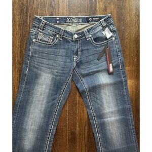 NWT Rock & Roll Denim Jeans Women's 30x34 Blue Juniors Riding Boot Cut Cowgirl